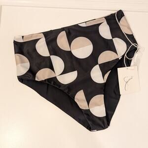 Baiia Bikini Bottom Reversible High Waist Black Neutral Pattern - Size 14